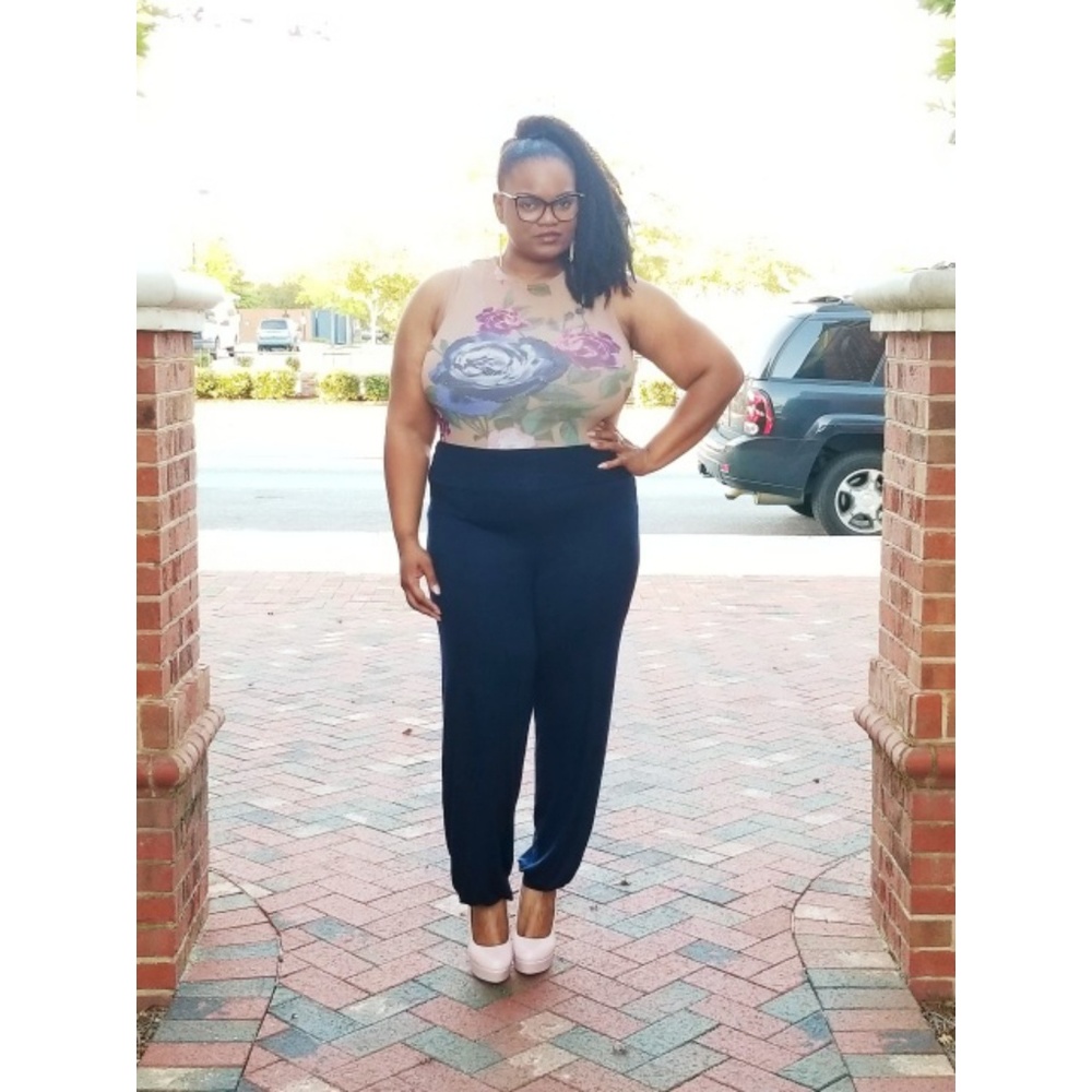 Solid Knit Harem Pants - image 3